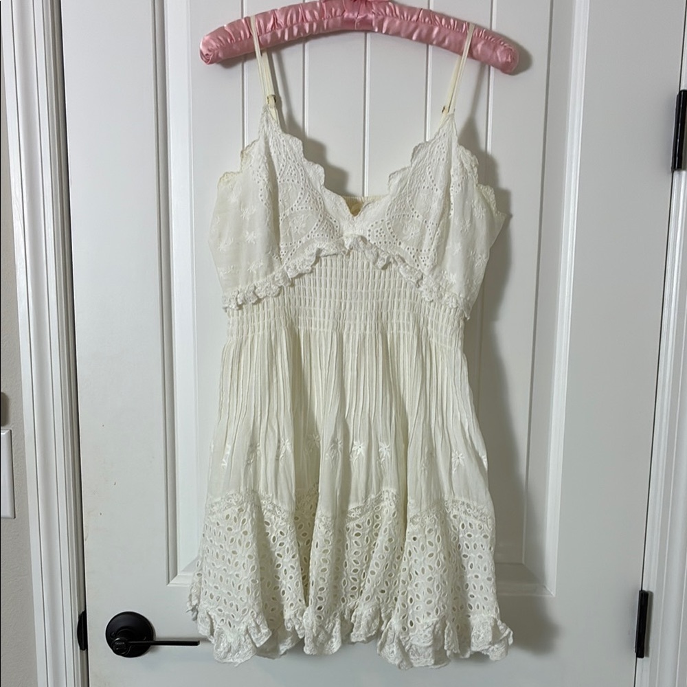 LoveShackFancy White Pleated Ruffled Camisole